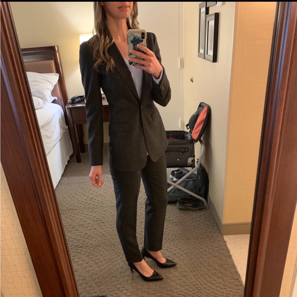 Sleek Charcoal Blazer and Trousers Set